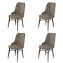 Hanah Home Juego de Sillas Cappuccino, Brown, con Marco de Metal y Tela Babyface, 4 Piezas, 46x94x46 cm